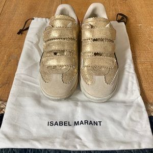 Isabel Marant Beth Lightning Bolt Sneakers Gold